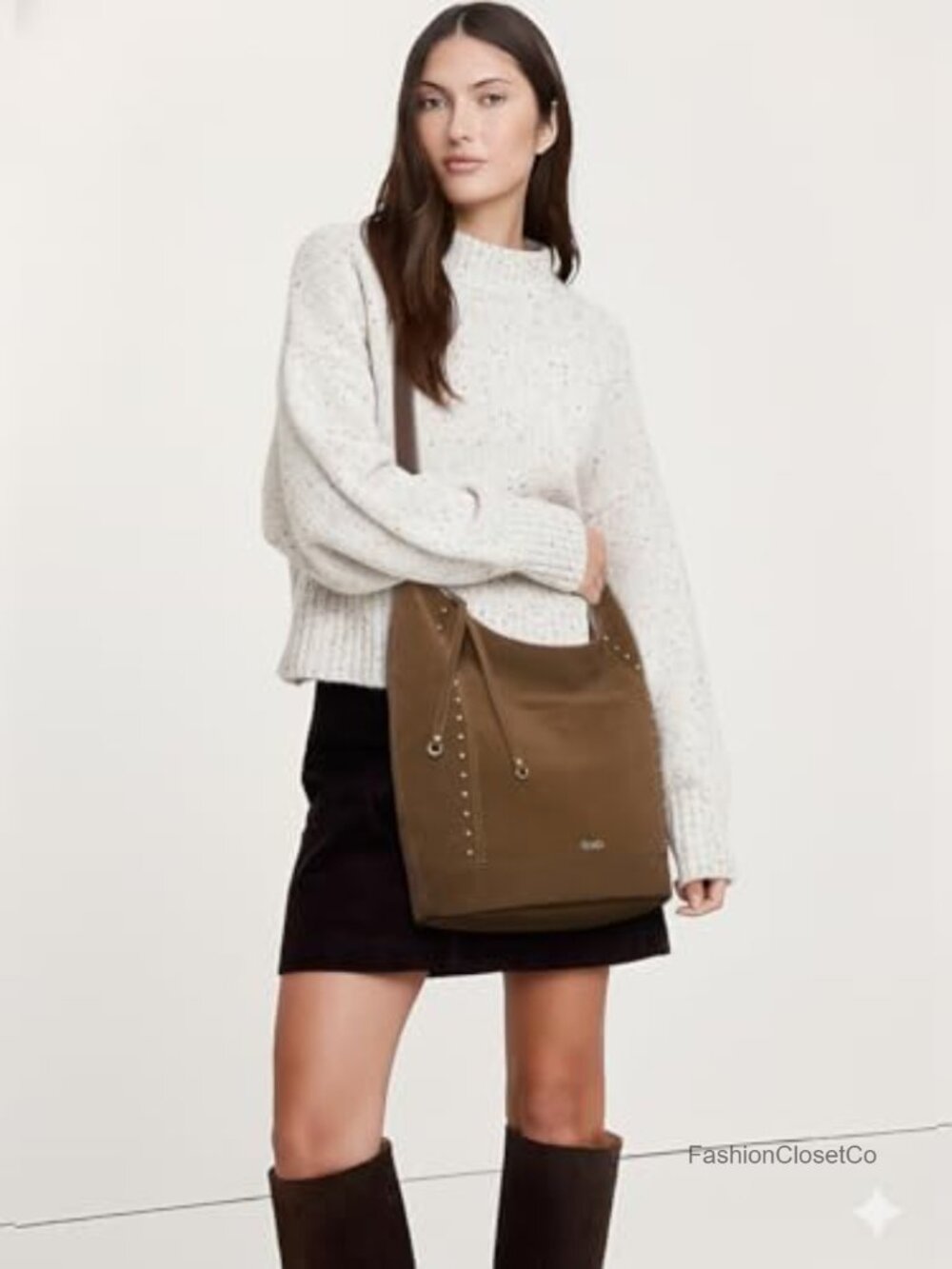Large Crossbody Hobo Bag with Fringe, Vegan Leather Shoulder Bag for Work Travel - Picture 3 of 7